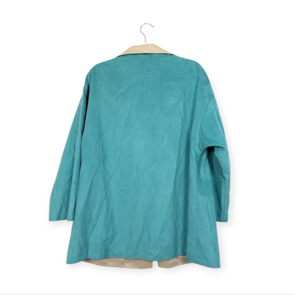 MYCRA PAC Life Teal Blue & Tan Reversible Raincoat Size S - Picture 2 of 6